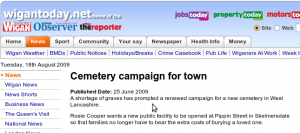 Wigan Today: Cemetery campaign for town Wigan Today: Cemetery campaign for town
